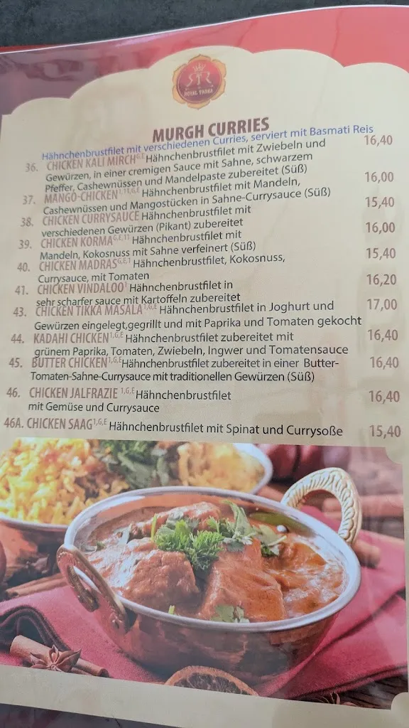 Menu_Restaurant Royal Tadka_Barsinghausen_immagine_1
