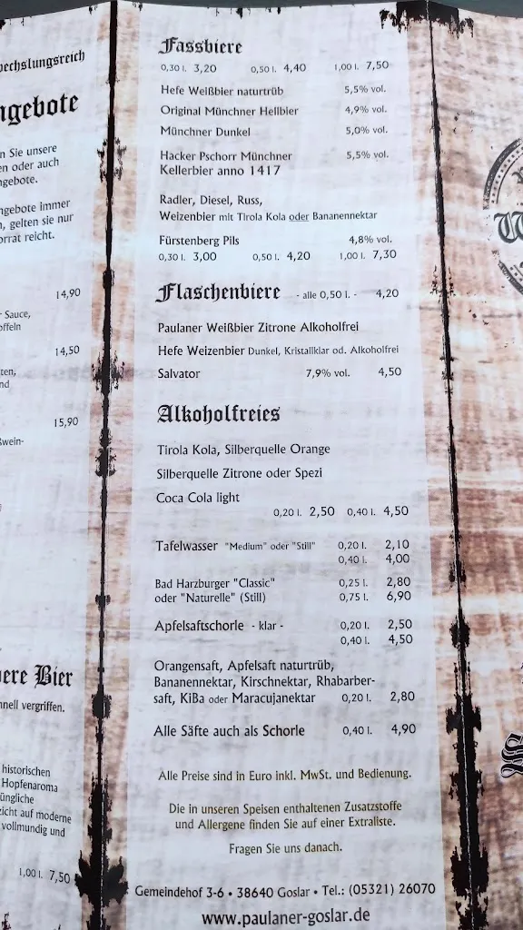 Menu_Paulaner Wirtshaus an der Lohmühle_Goslar_image_4
