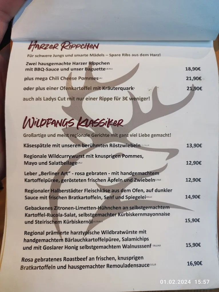Menu_Wildfang - Bier & Wirtshaus_Goslar_immagine_2