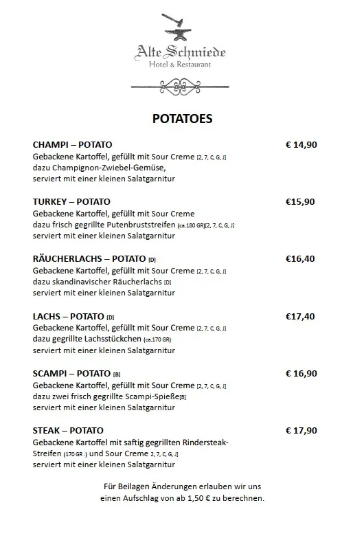Menu_Hotel & Restaurant Alte Schmiede Jork_Jork_immagine_1