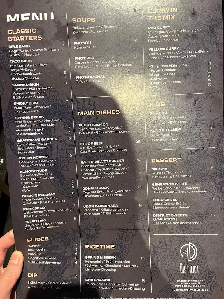 Menu_The District -Hameln_Hameln_immagine_1