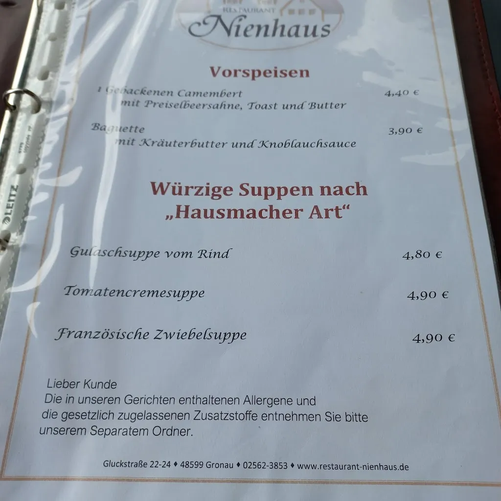 Menu_Restaurant Nienhaus_(Westfalen)_immagine_1