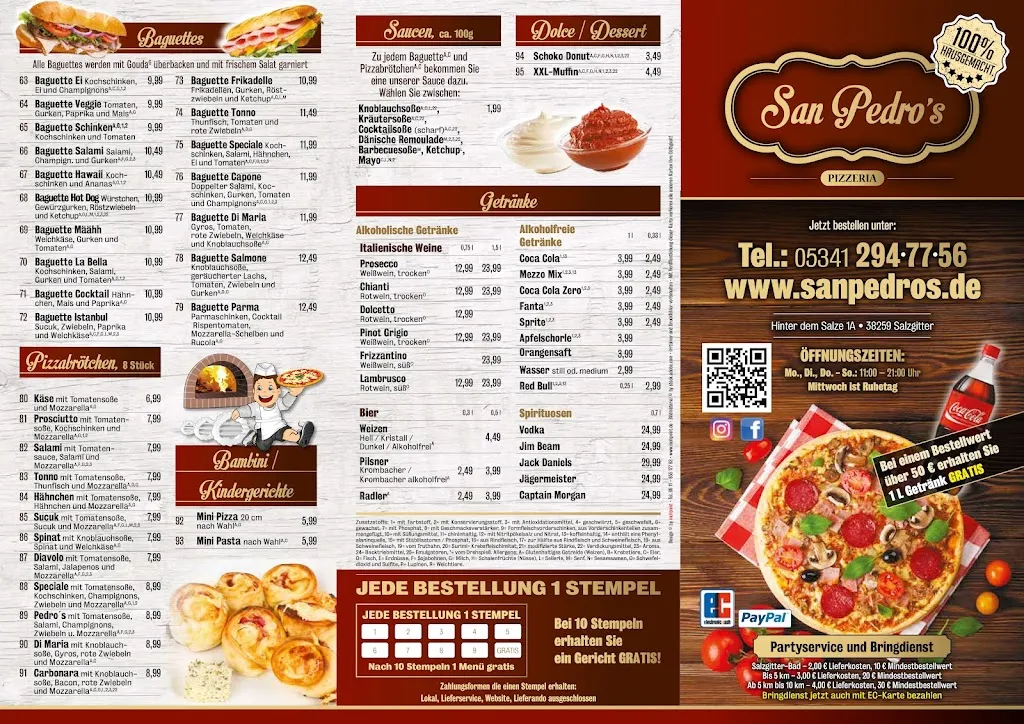 Menü_Pizzeria San Pedro’s Salzgitter_Salzgitter_Bild_2