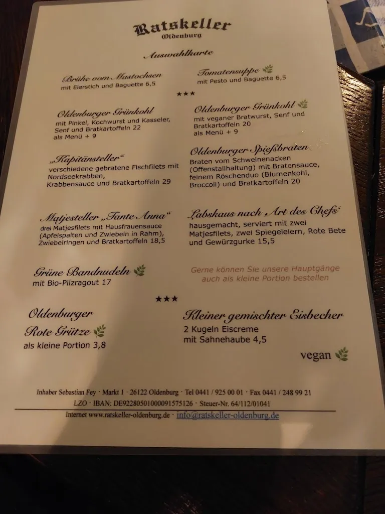 Menu_Ratskeller Oldenburg_Oldenburg_immagine_4
