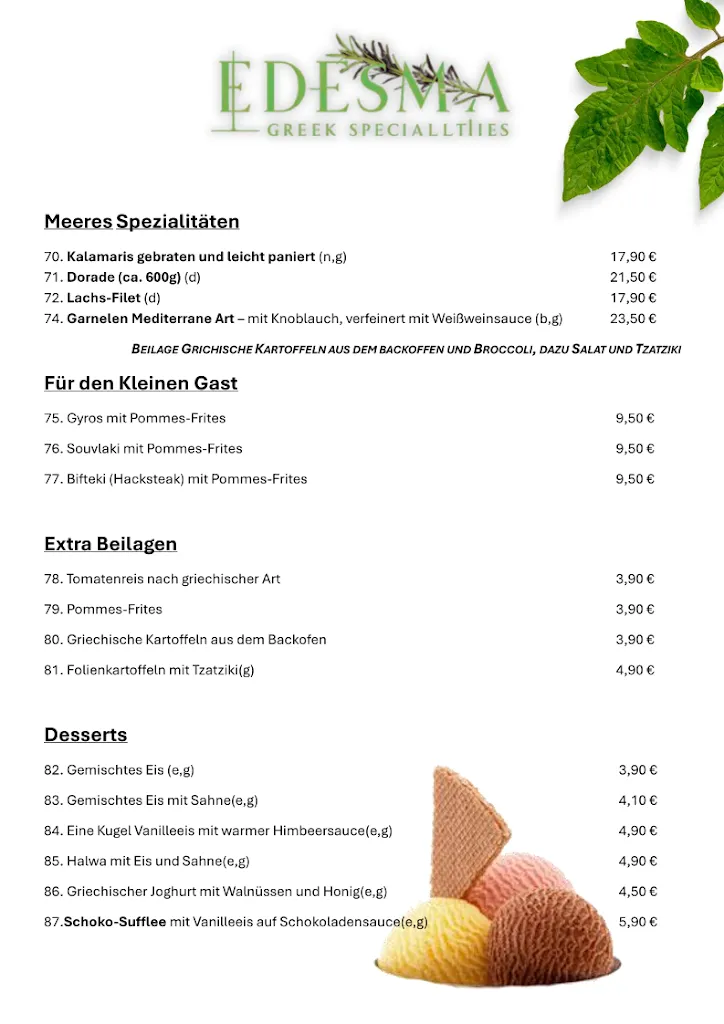 Menu_Edesma Griechisches Restaurant_Kirchwalsede_immagine_1