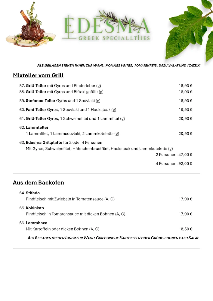 Menu_Edesma Griechisches Restaurant_Kirchwalsede_immagine_4