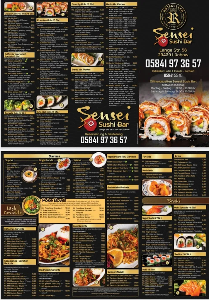 Menu_Hotel Deutsche Küche Ratskeller / Sensei Sushi Bar_Lüchow_immagine_4