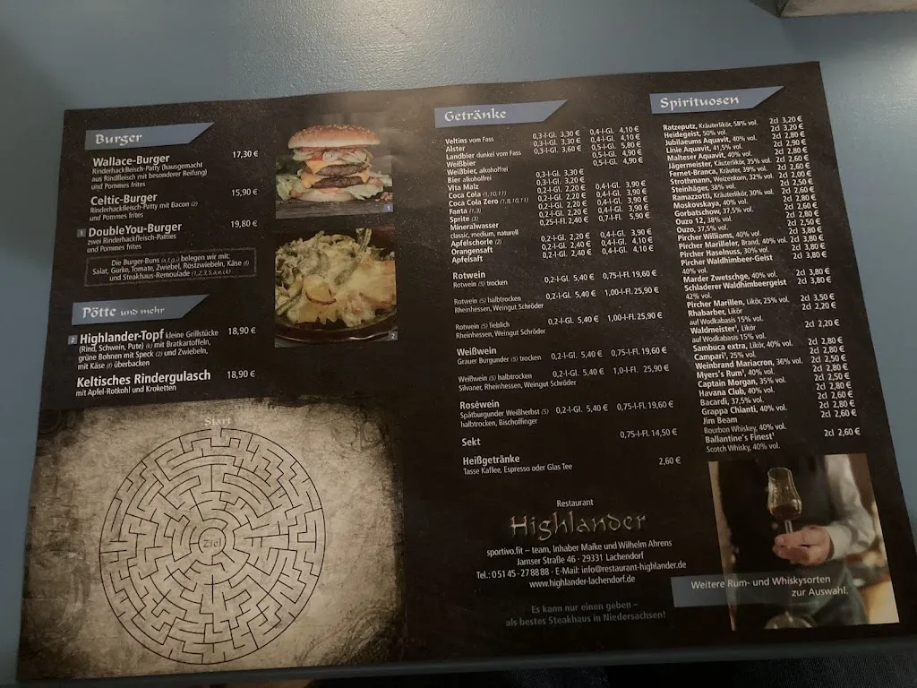 Menu_Restaurant Highlander - Wilhelm Ahrens_Lachendorf_image_2