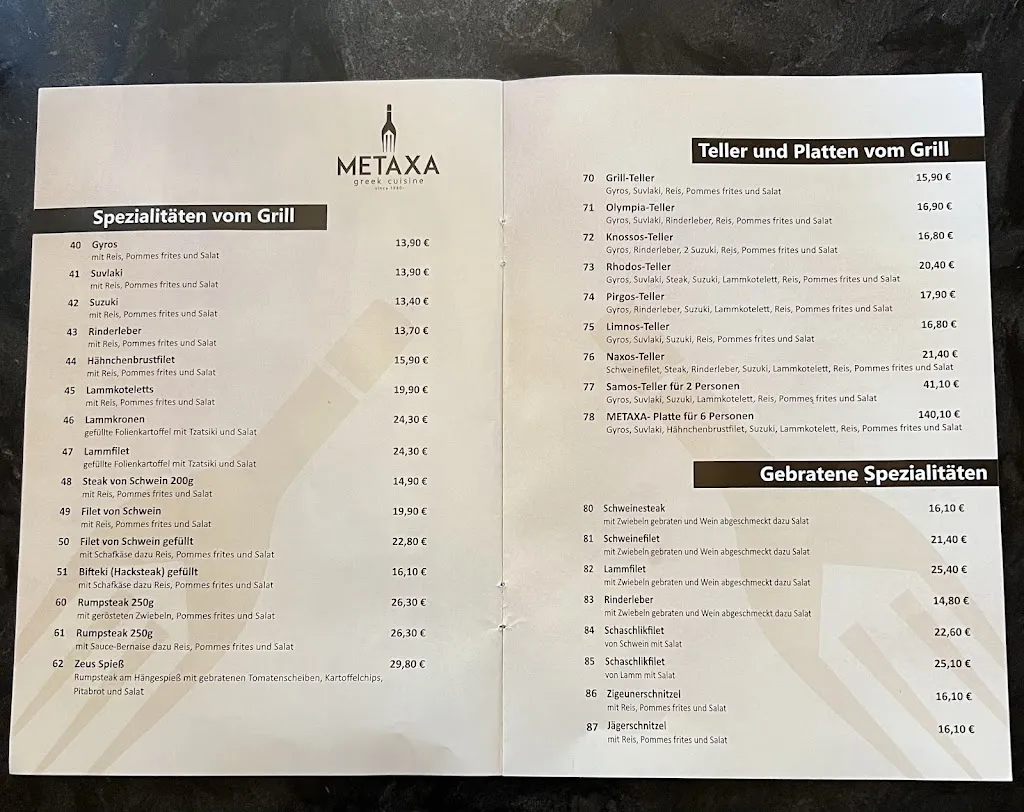 Menu_Metaxa greek cuisine_Laatzen_image_1