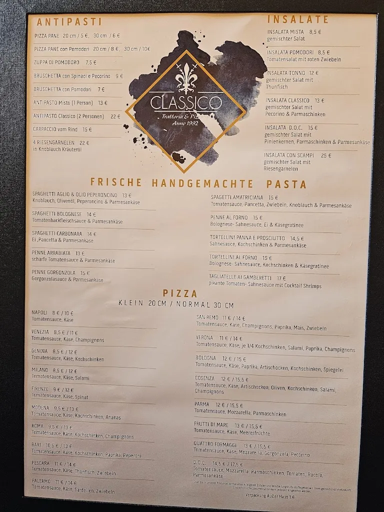 Menu_Classico Pizzeria & Trattoria_Lindhorst_image_1