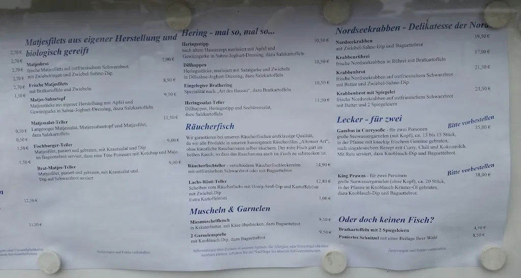 Menu_Fisch Klette: Restaurant & Geschäft_Langeoog_image_2
