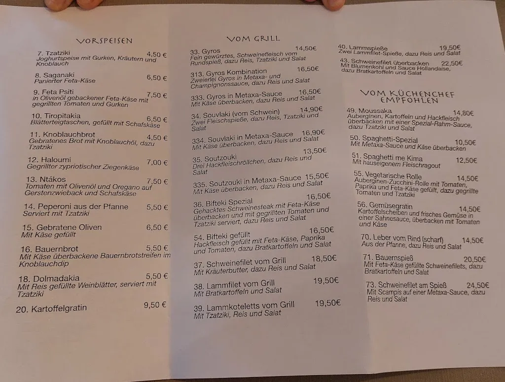 Menü_Restaurant Artemis - Der Grieche für Kenner_Lengerich_Bild_1