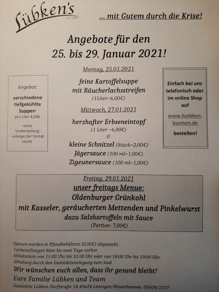 Menü_Lübken`s Gaststätte_Löningen_Bild_1