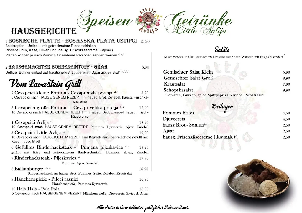 Menu_Little Avlija Brzovic - Balkan Spezialitäte_Landshut_image_1