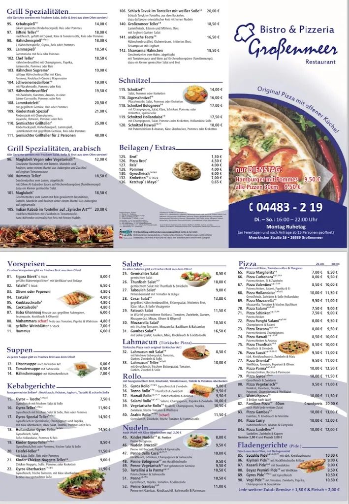 Menu_Bistro & Pizzaeria Restaurant_Ovelgönne_image_1