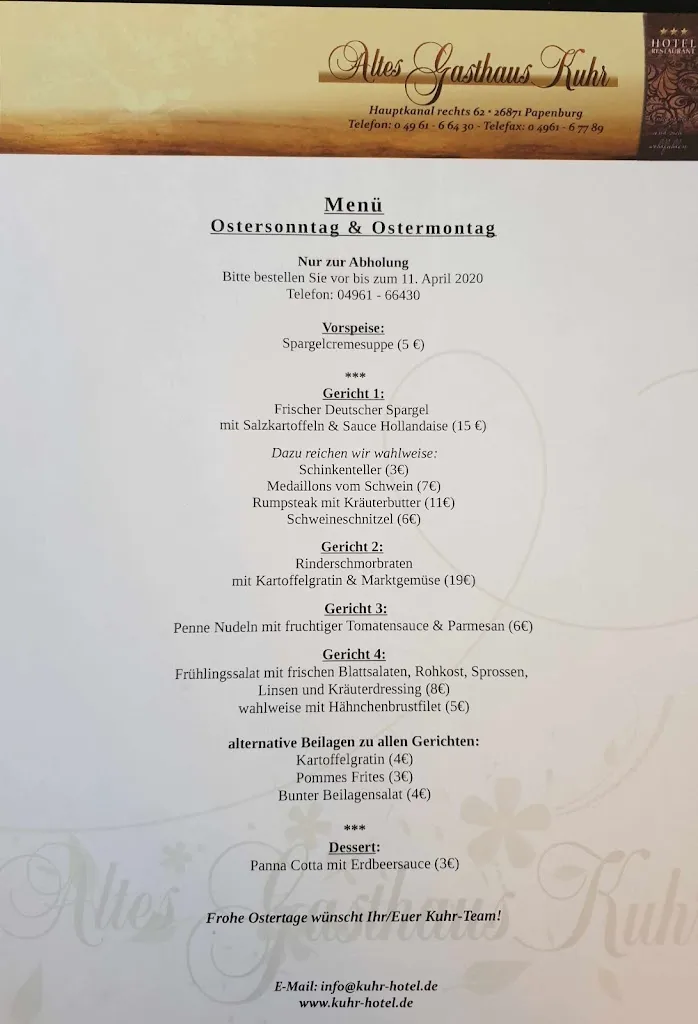 Menu_Altes Gasthaus Kuhr - Hotel & Restaurant_Papenburg_image_1