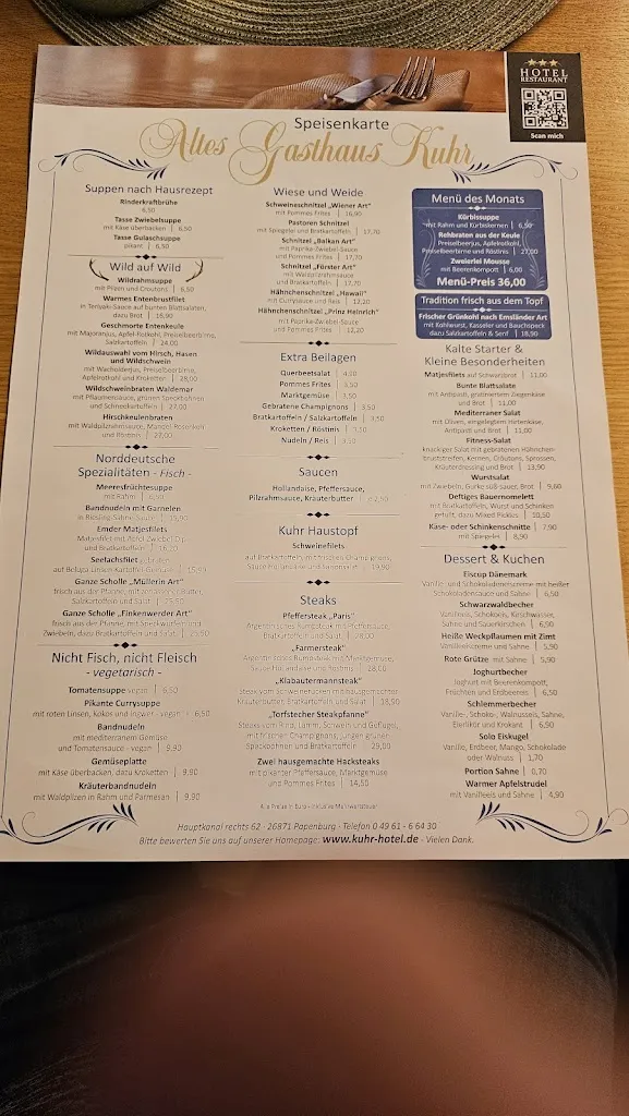 Menu_Altes Gasthaus Kuhr - Hotel & Restaurant_Papenburg_image_2