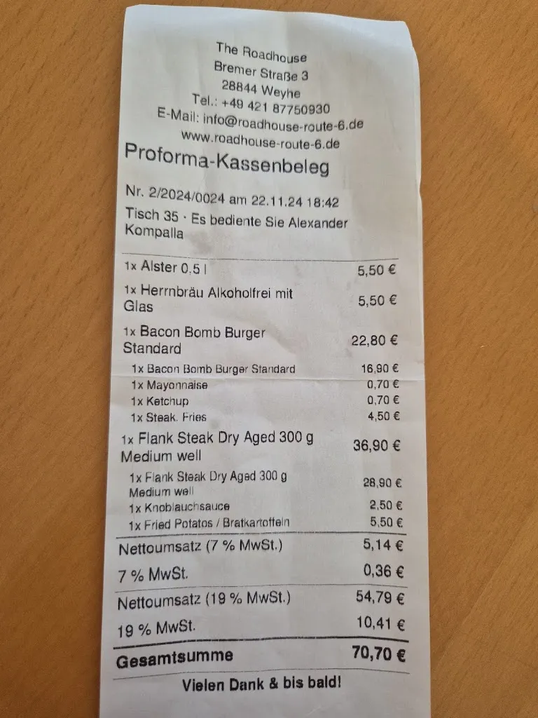 Menu_Roadhouse Route 6_Weyhe_immagine_1