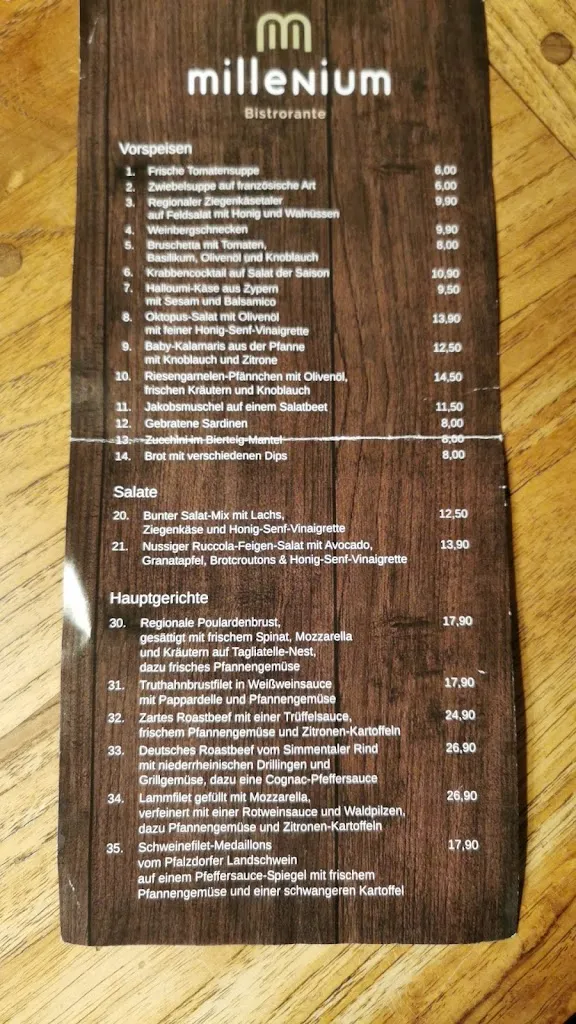Menu_Millenium Bistrorant_Rhede_image_1