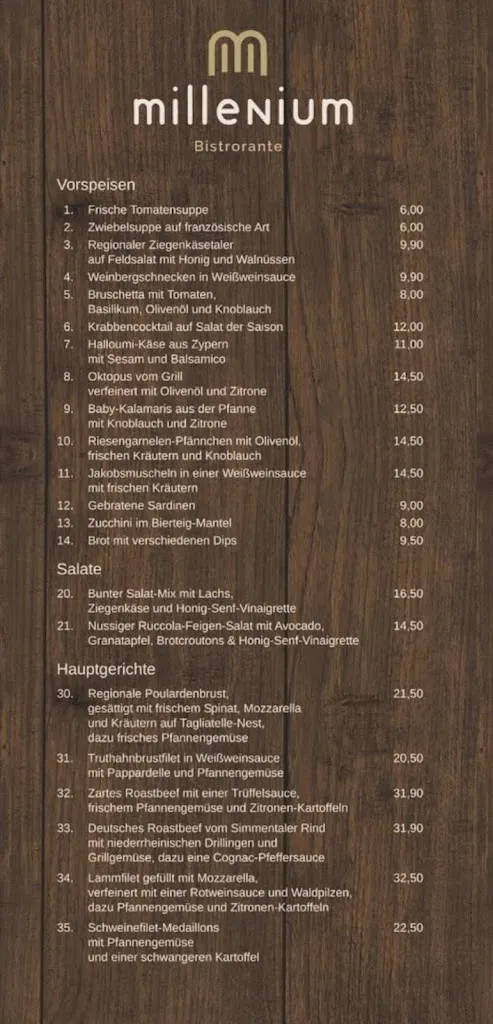 Menu_Millenium Bistrorant_Rhede_image_2