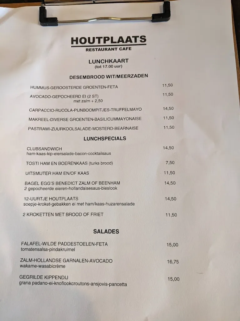 Menu_Restaurant Café Houtplaats_Netherlands_image_1