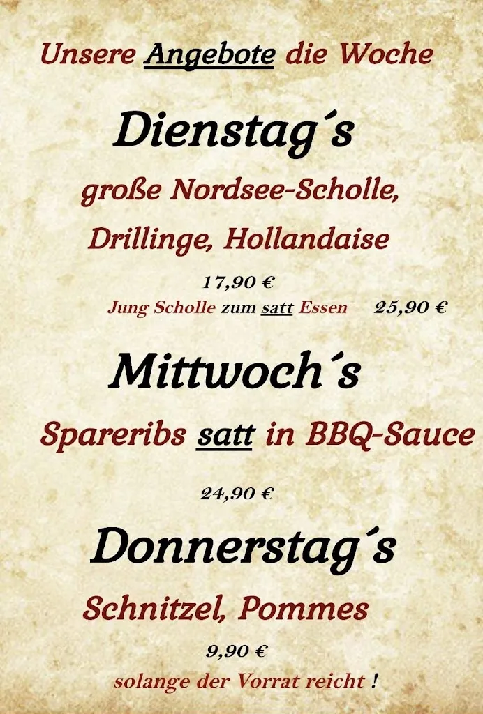 Menu_Pitt's Steakhouse / Restaurant & Gaststätte / Ferienwohnung Wille_Sande_image_1