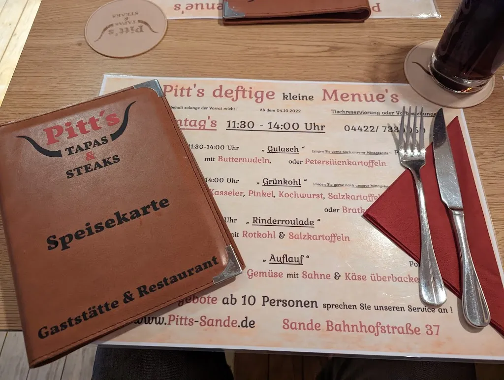 Menu_Pitt's Steakhouse / Restaurant & Gaststätte / Ferienwohnung Wille_Sande_image_4