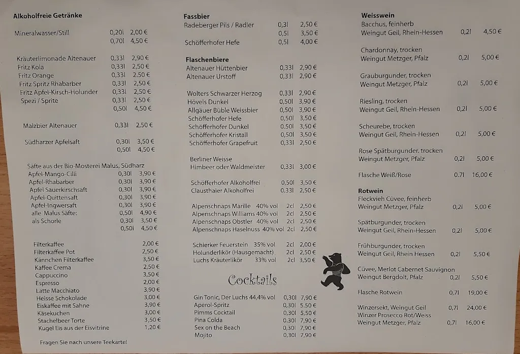 Menu_Roter Bär - Café und Gaststätte in den Bergwiesen_Andreasberg_image_1