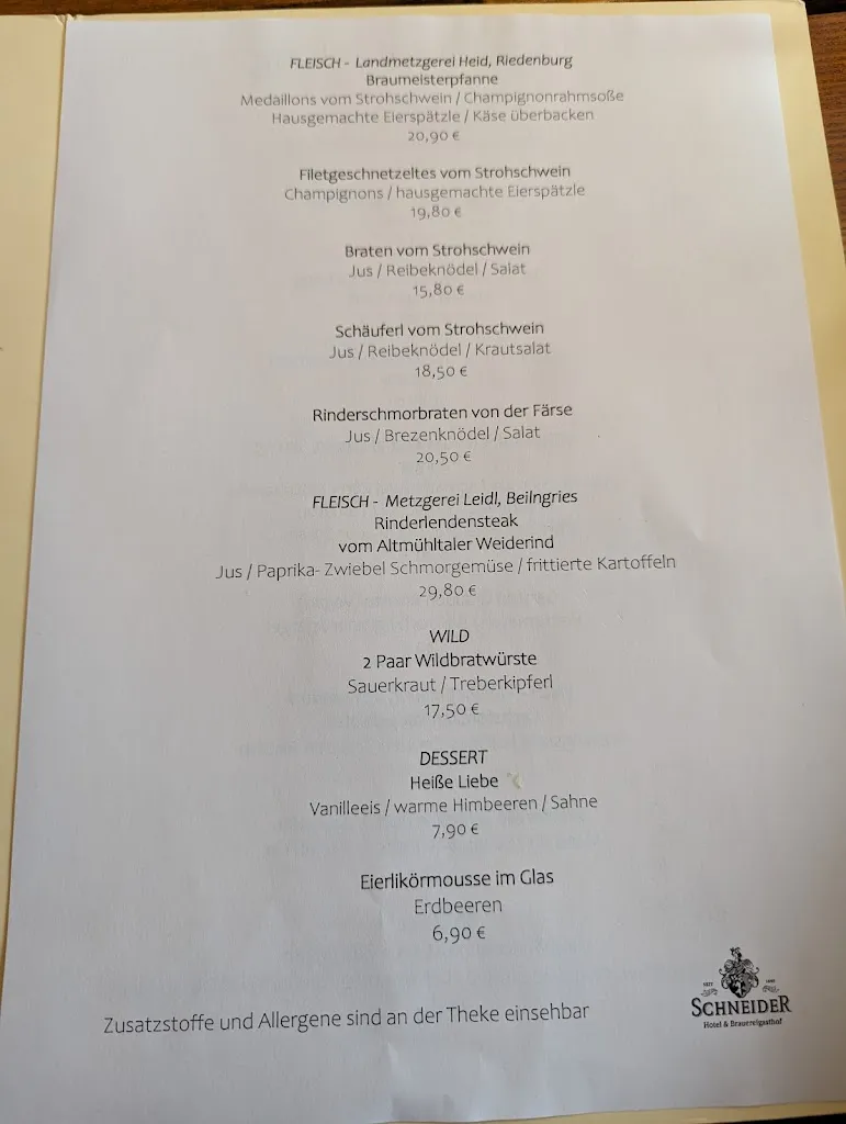 Menu_Hotel & Brauereigasthof Schneider_Essing_immagine_2