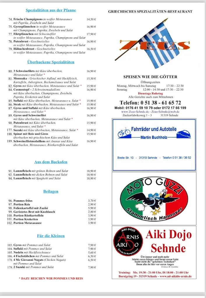Menu_Restaurant Zeus_Sehnde_immagine_2