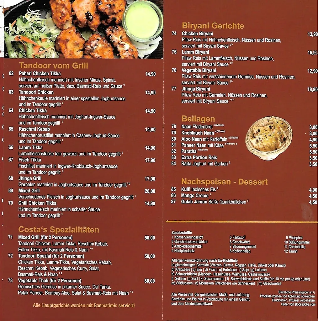 Menu_Costa Indian Cuisine – Geschmack, der Eindruck hinterlässt_Sittensen_immagine_2