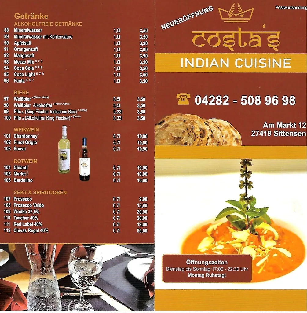 Menu_Costa Indian Cuisine – Geschmack, der Eindruck hinterlässt_Sittensen_immagine_4