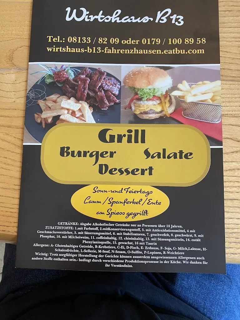 Menu_Wirtshaus B13 *Kroatische Küche * Steak's * Burger * Vegetarische Gerichte_Fahrenzhausen_image_4