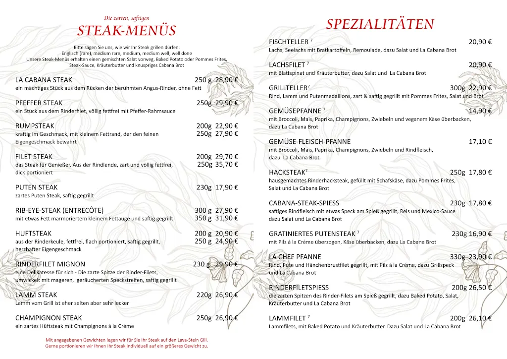 Menu_LA Cabana Steak House_Geesthacht_immagine_2