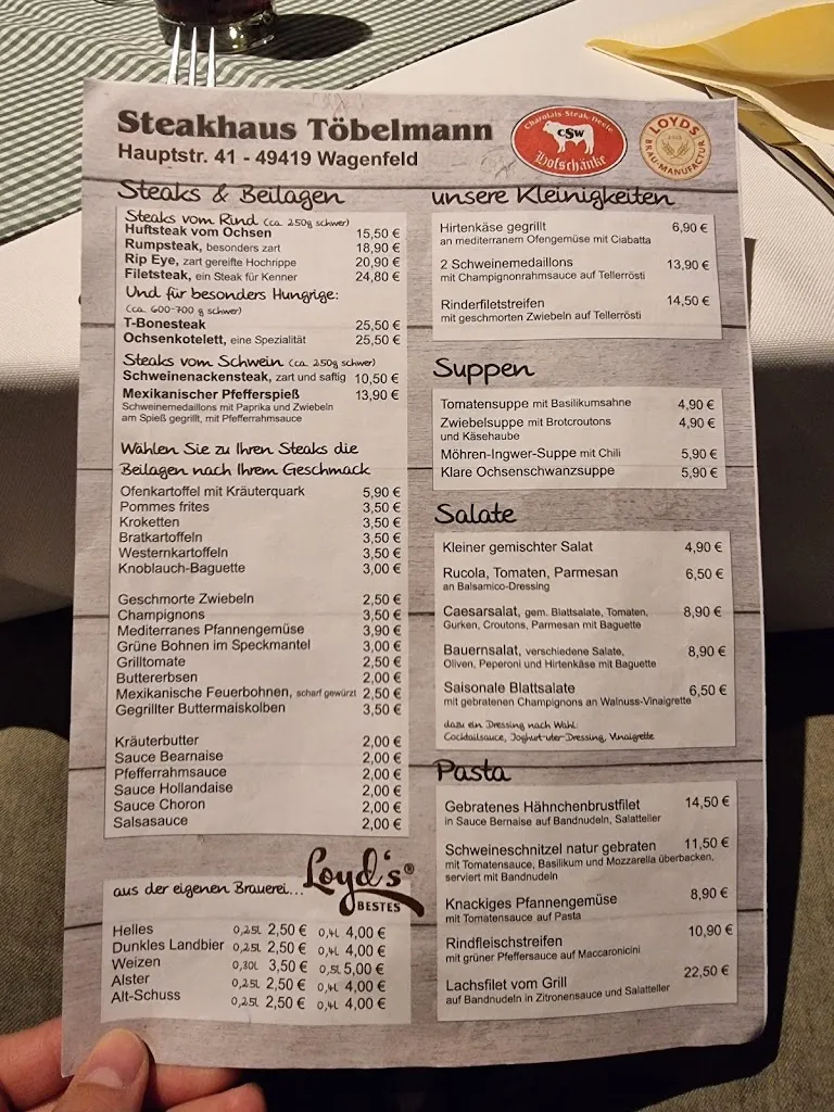 Menu_Steakhaus Töbelmann - Hans-Georg Töbelmann_Wagenfeld_image_1