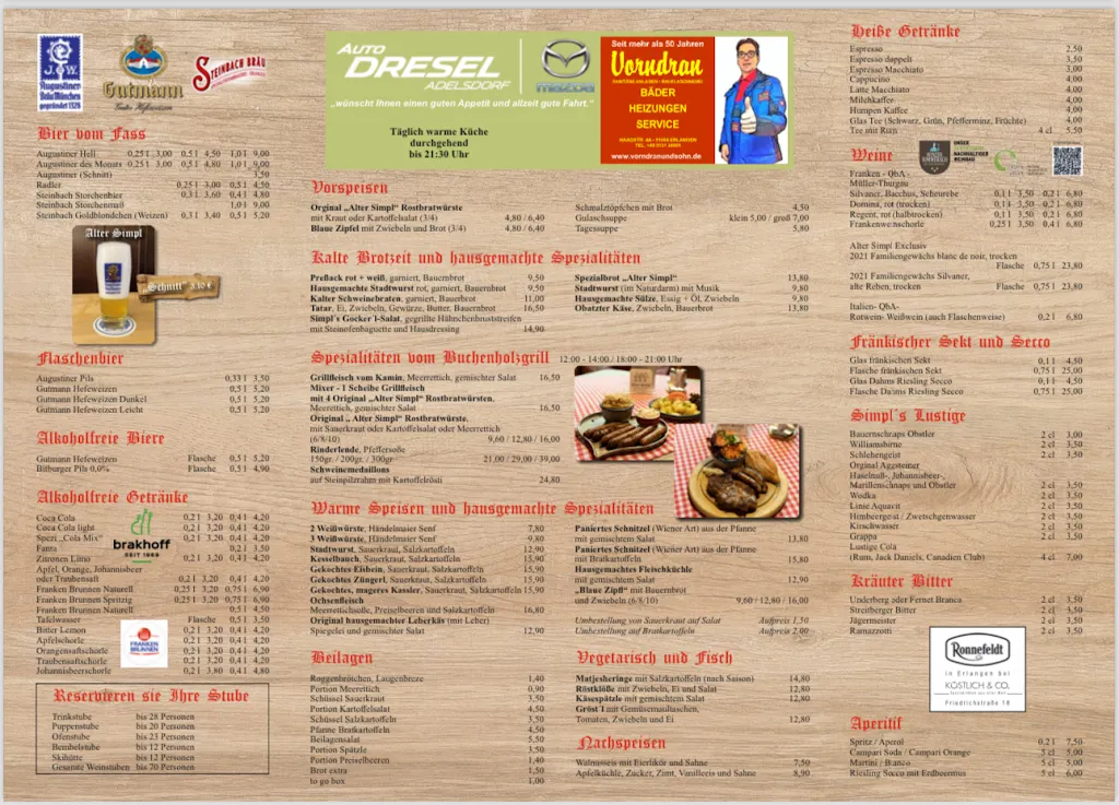 Menu_Gaststätte Alter Simpl_Erlangen_image_1