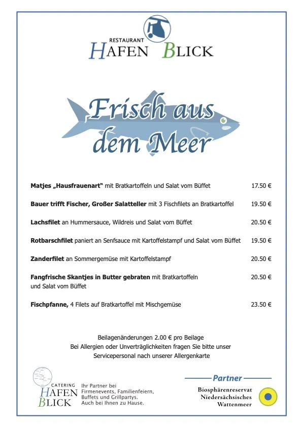Menu_Restaurant HafenBlick - H + B Handels- und Betriebs GmbH_Weener_immagine_1