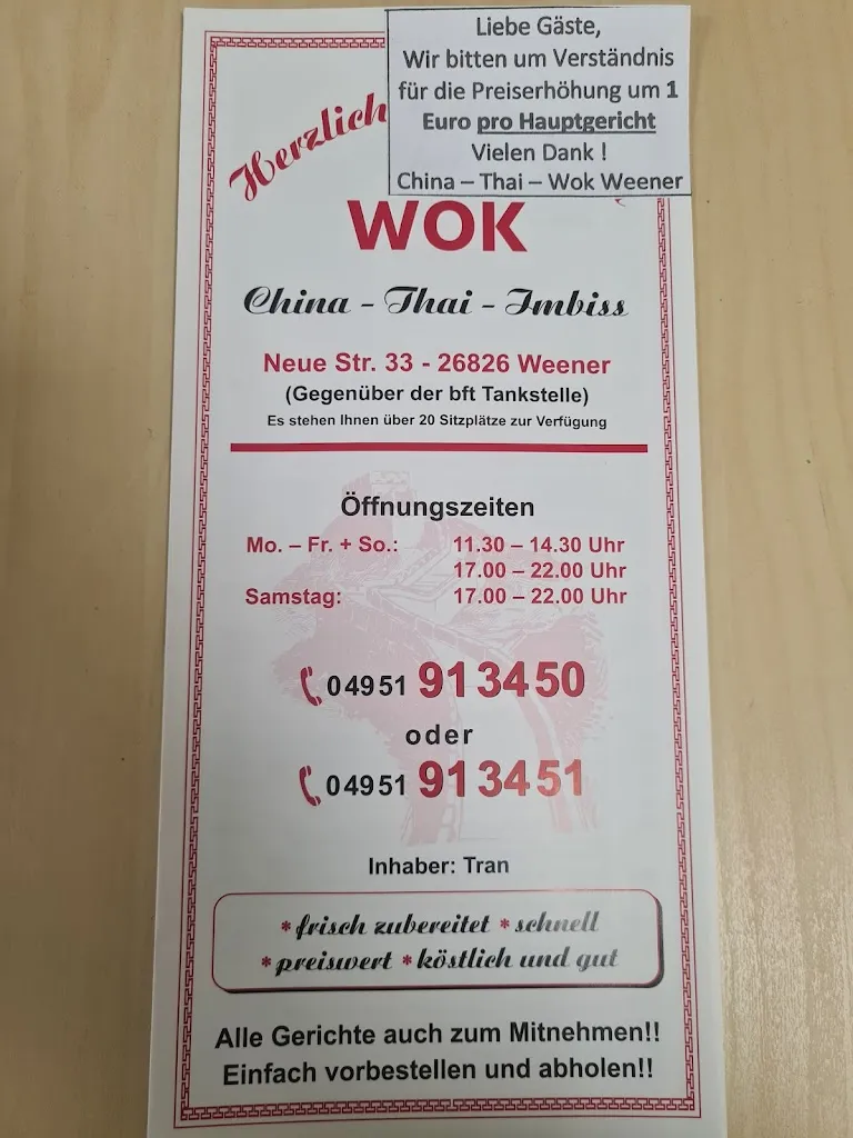 China Thai Wok ristorante a Weener