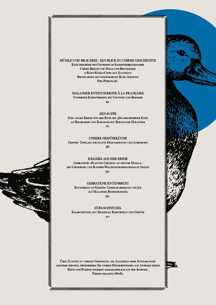 Menu_Restaurant Blaue Ente_Zürich_image_2
