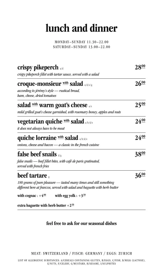 Menu_Franzos Coffee Shop_Zürich_image_1