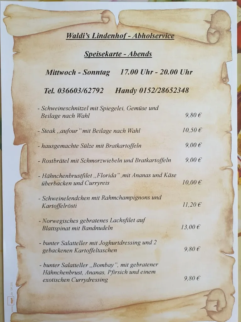 Menu_Gaststätte Waldi's Lindenhof_Weida_image_1
