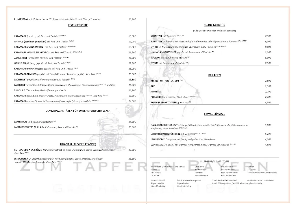 Menu_Gasthaus Zum tapferen Bayern_Erlangen_immagine_1