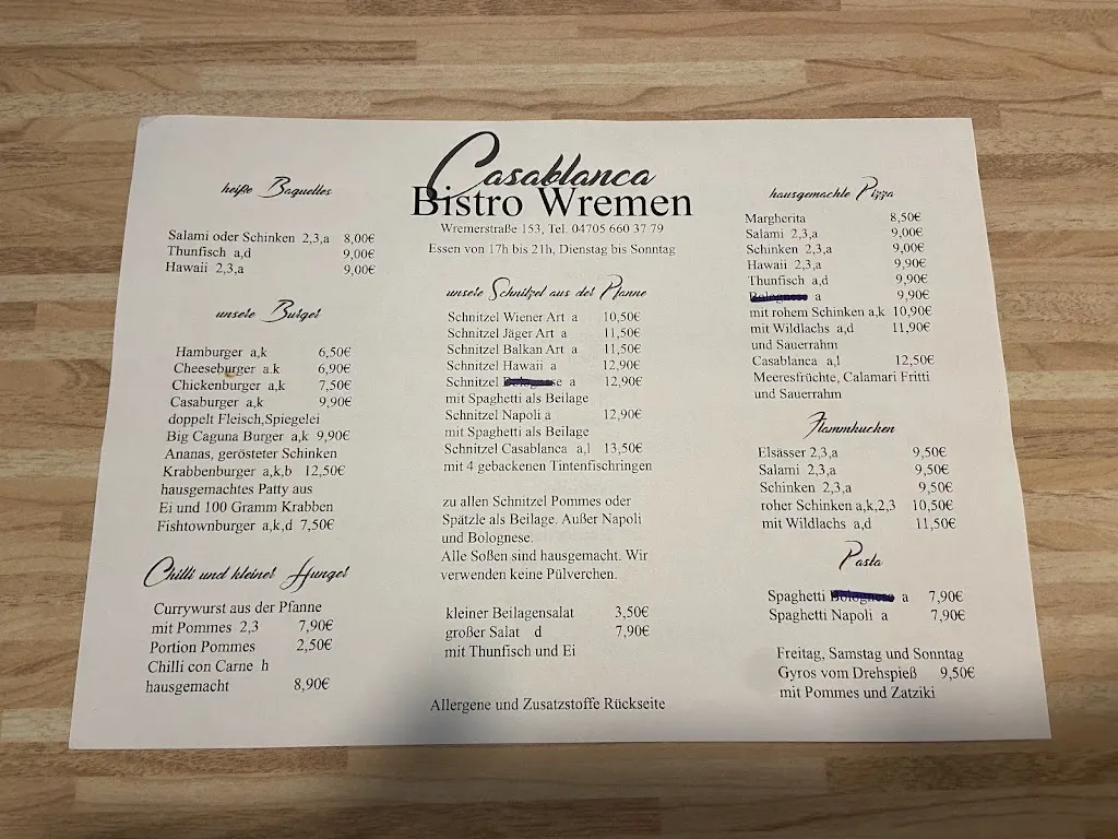 Menu_Casablanca Bar, Bistro_Nordseeküste_image_1