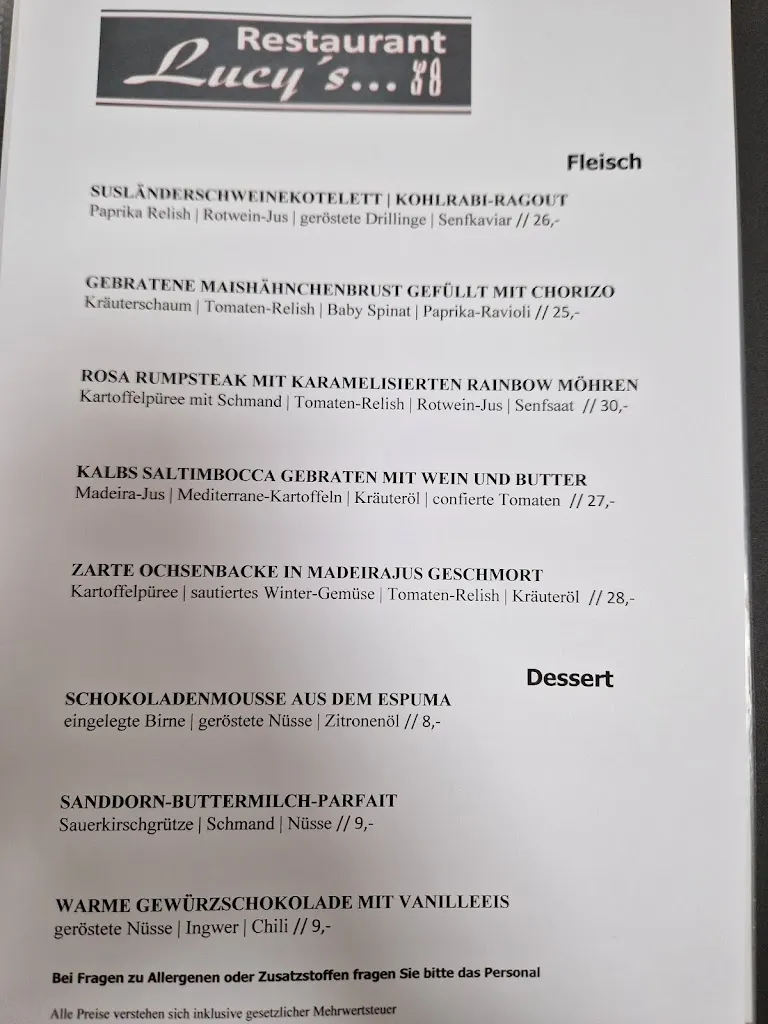 Menü_Restaurant Lucy's_Wustrow_Bild_2