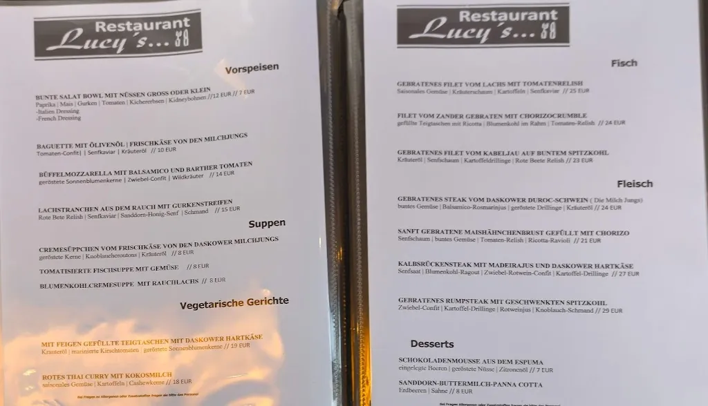Menü_Restaurant Lucy's_Wustrow_Bild_4