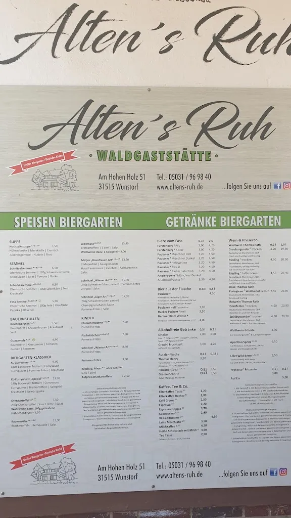 Menu_Biergarten der Waldgaststätte Alten's Ruh_Wunstorf_image_2