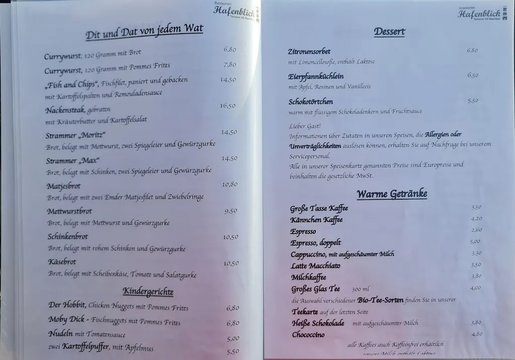 Menu_HAFENBLICK Gastronomie in Steinhude, Restaurant_Wunstorf_image_1