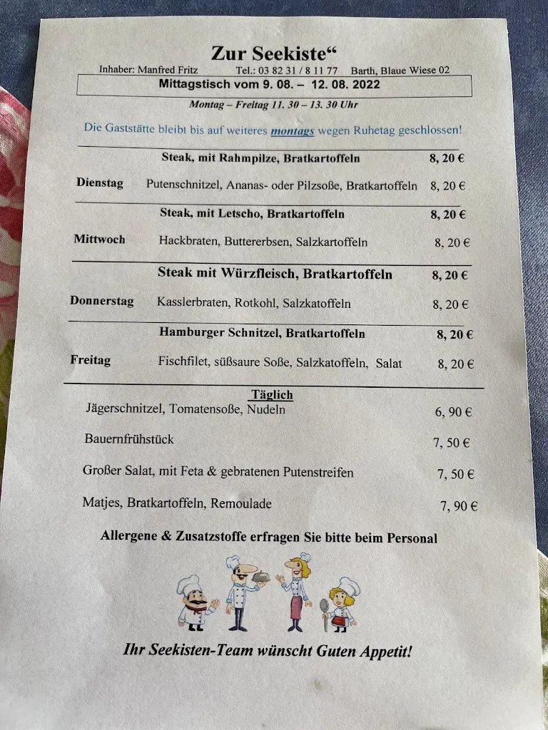 Menu_Gaststätte Zur Seekiste_Barth_image_1