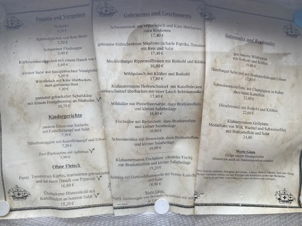 Menu_Gaststätte und Pension «Klabautermann»_Schwerin_image_2