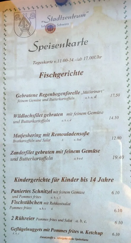 Menu_Gasthaus Stadtzentrum / Restaurant und Pension_Bützow_image_1